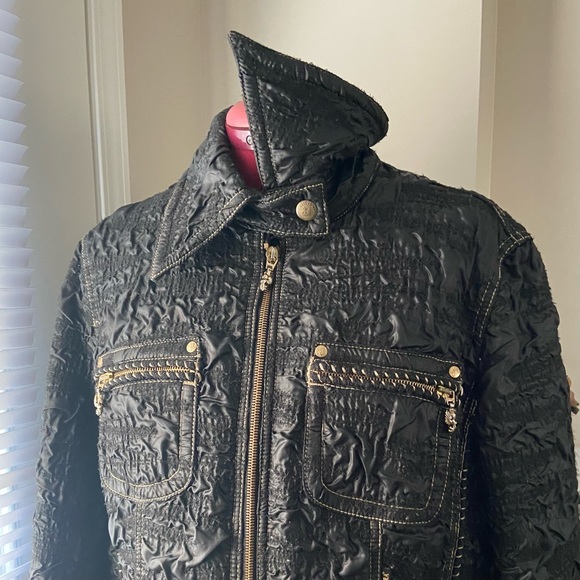 Cappopera Jeans women black crinkled wool blend, zip up jacket. Size 34. Used. - Picture 2 of 7